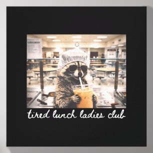 Lunch Lady Raccoon Funny Cafeteria Worker Food Canvas Photo Tile