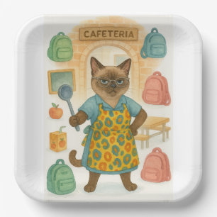 Lunch Lady Retirement for Cat Lovers Cafeteria Paper Plates