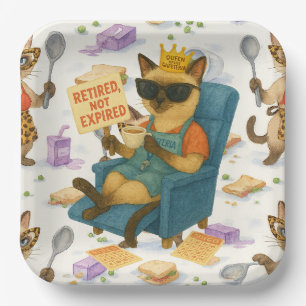 Lunch Lady Retirement for Cat Lovers Cafeteria Paper Plates