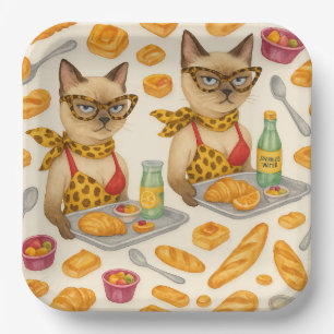 Lunch Lady Serving food for Cat Lovers Cafeteria Paper Plates
