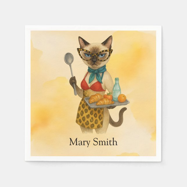 Lunch Lady serving food for Cat Lovers Napkins (Front)