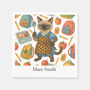 Lunch Lady serving food for Cat Lovers Napkins