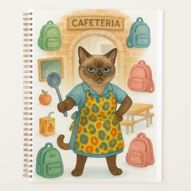 Lunch Lady serving food in school  Planner (Front)