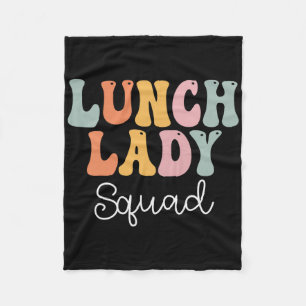 Lunch Lady Squad Retro Groovy Vintage First Day Of Fleece Blanket