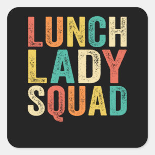 Lunch Lady Squad School Cafeteria Retro Vintage Square Sticker