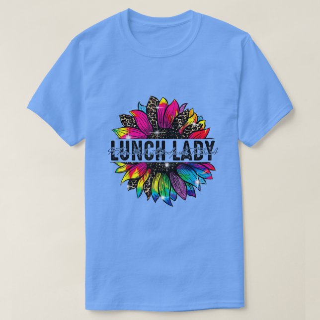 Lunch Lady Sunflower Leopard Tie Dye T-Shirt (Design Front)