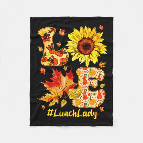 Lunch Lady Thanksgiving Autumn Fall Sunflower  Fleece Blanket