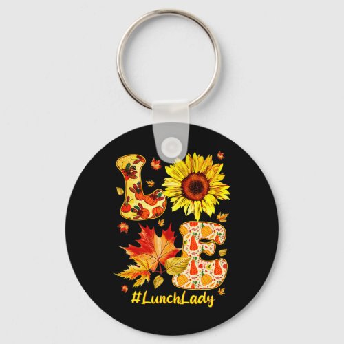 Lunch Lady Thanksgiving Autumn Fall Sunflower  Keychain