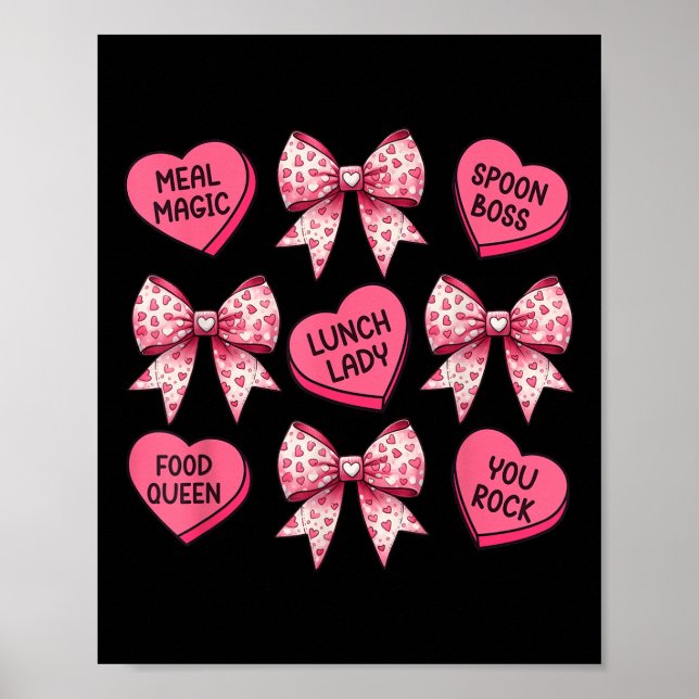Lunch Lady Valentines Day Heart Candy Coquette Poster (Front)