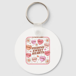 Lunch Lady Valentines Day Retro Cute Cafeteria Swe Keychain
