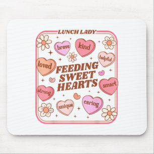 Lunch Lady Valentines Day Retro Cute Cafeteria Swe Mouse Pad