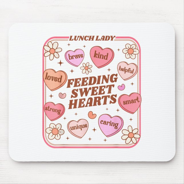 Lunch Lady Valentines Day Retro Cute Cafeteria Swe Mouse Pad (Front)