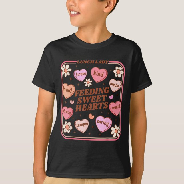 Lunch Lady Valentines Day Retro Cute Cafeteria Swe T-Shirt (Front)