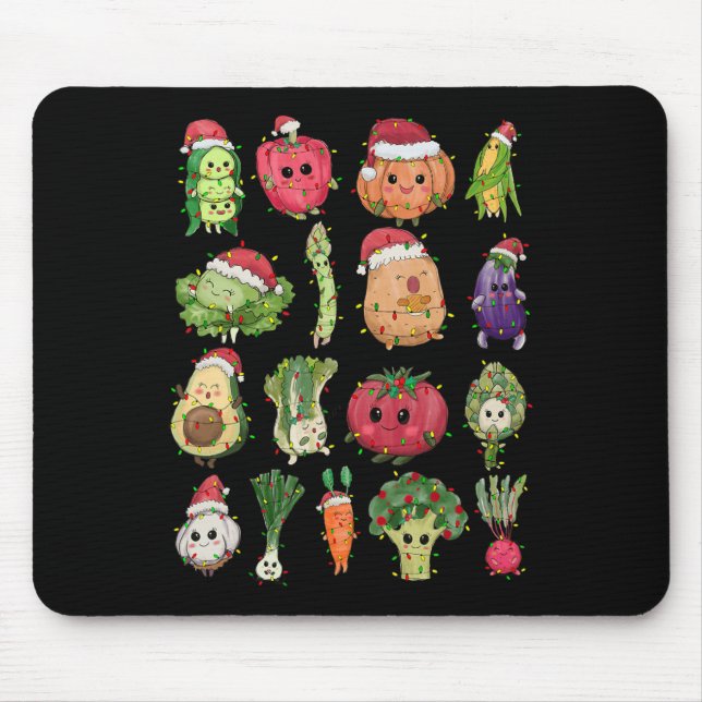 Lunch Lady Vegetable Food Christmas Tree Fun Xmas  Mouse Pad (Front)