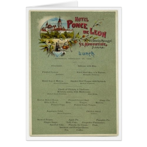 Lunch Menu Ponce de Leon Hotel St Augustine