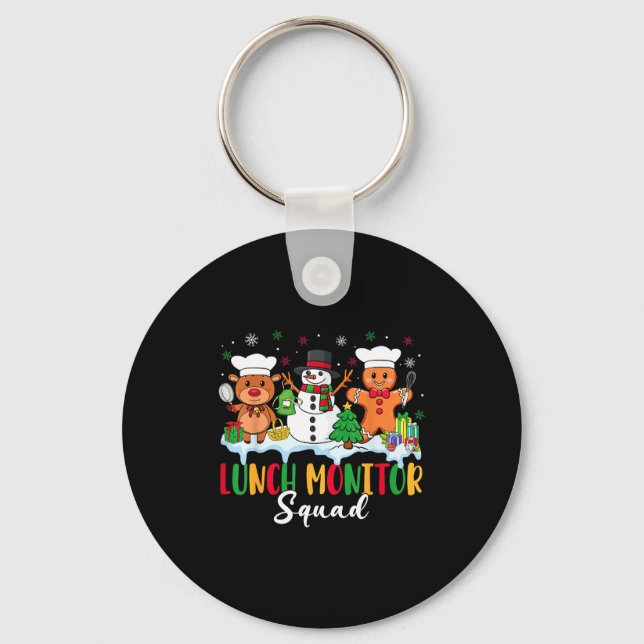 Lunch Monitor Squad Reindeer Snowman Gingerbread C Keychain (Front)