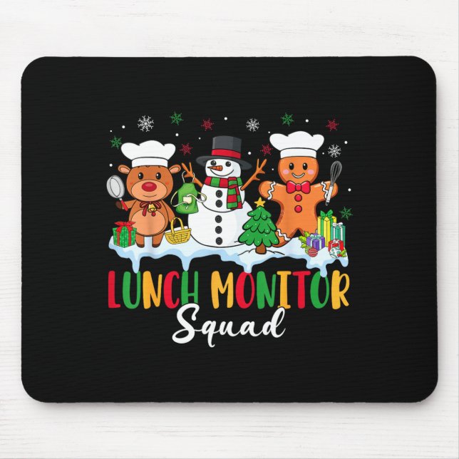 Lunch Monitor Squad Reindeer Snowman Gingerbread C Mouse Pad (Front)