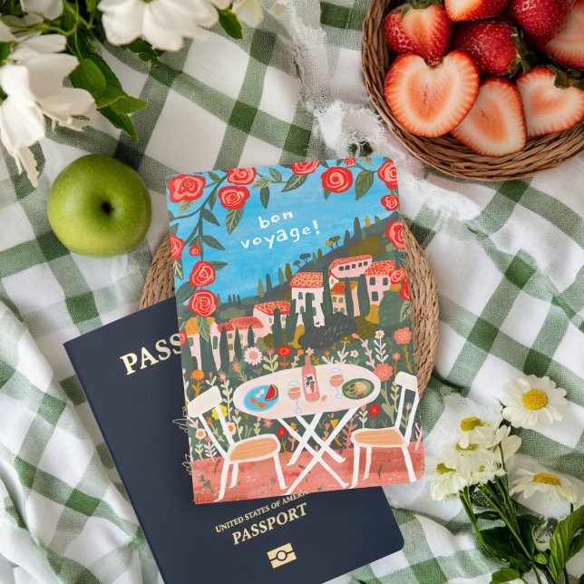 Lunch on Terrace Painting Europe Travel BON VOYAGE Passport Holder (Lunch on Terrace Painting Europe Travel BON VOYAGE Hnd-painted Custom Passport Holder
)