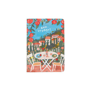 Lunch on Terrace Painting Europe Travel BON VOYAGE Passport Holder