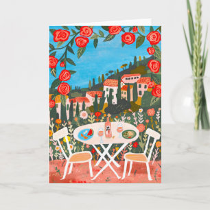 Lunch with A View Countryside Gouache Painting Card