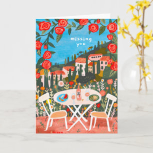 Lunch with A View Missing You Countryside Gouache Card