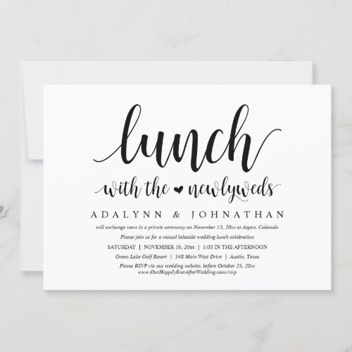 Lunch with the Newlyweds Wedding Elopement Invitation