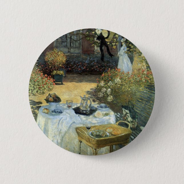 Luncheon by Claude Monet, Vintage Impressionism Button (Front)
