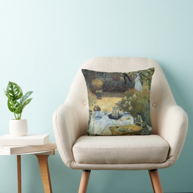 Luncheon by Claude Monet, Vintage Impressionism Throw Pillow (Chair)