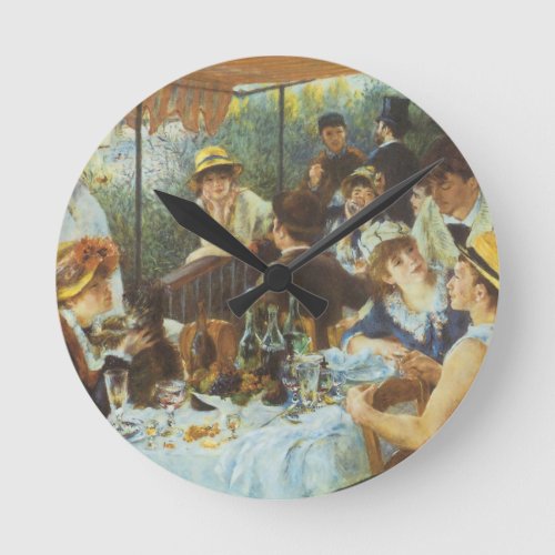 Luncheon of the Boating Party by Pierre Renoir Round Clock