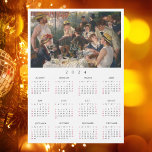 Luncheon of the Boating Party Renoir 2024 Calendar<br><div class="desc">Custom, simple plain black and white, 2024 full year calendar, cool, thin, vintage art lovers yearly calendar magnet magnetic card, for any magnetic surface at home or office, featuring a beautiful masterpiece vintage oil on canvas painting, by Pierre-Auguste Renoir, of a relaxed boating party engrossed in conversations during a luncheon....</div>