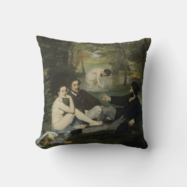 Luncheon on the Grass by Edouard Manet Throw Pillow (Front)