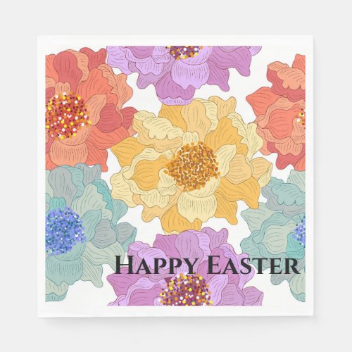 Luncheon Paper Napkins_Floral Happy Easter Napkins