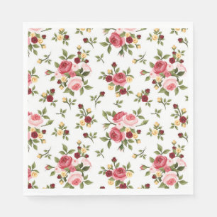 Luncheon Paper Napkins-Pink & Red Roses Napkins
