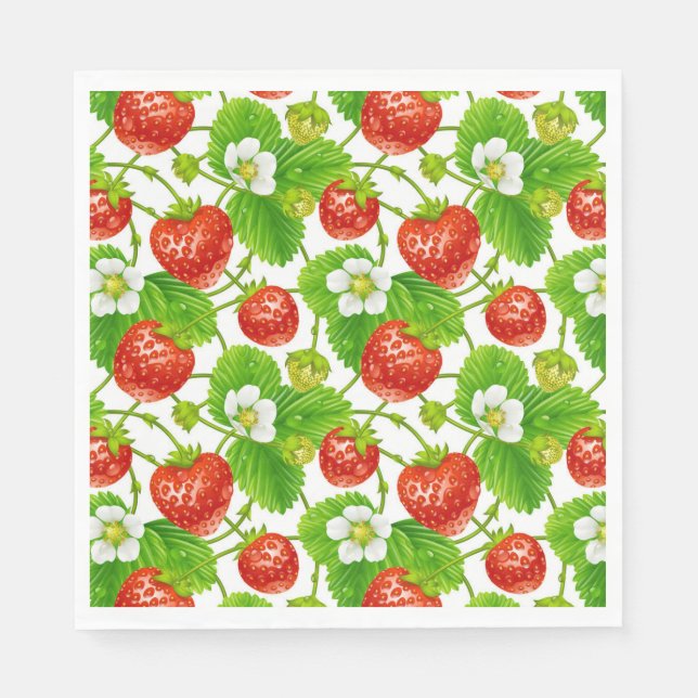 Luncheon Paper Napkins-Strawberries Napkins (Front)