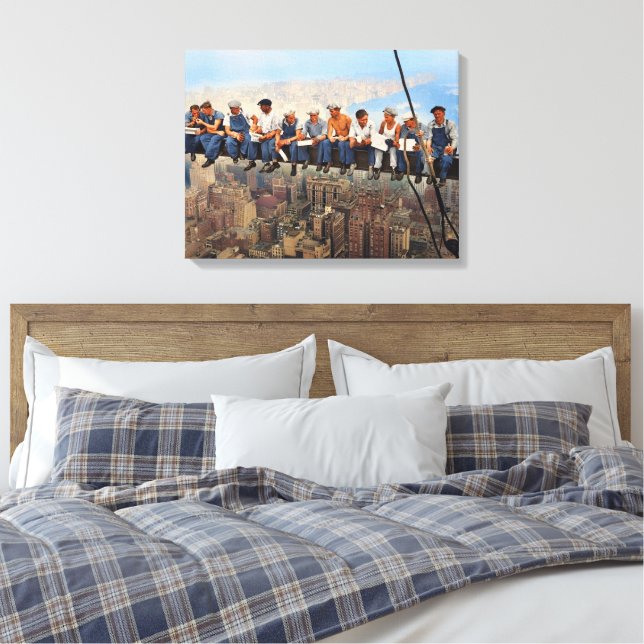 Lunchtime Atop a Skyscraper Remastered 1932 Canvas Print (Insitu(Bedroom))