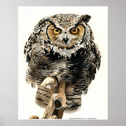 Lunchtime _ Great Horned Owl Poster