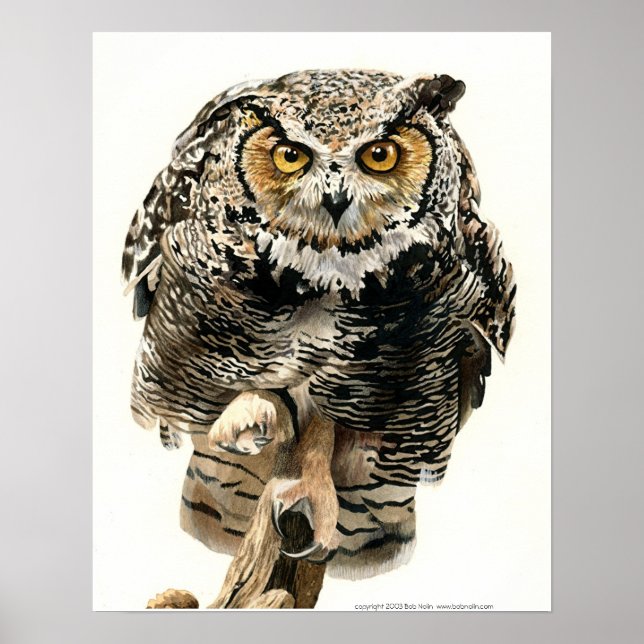 Lunchtime - Great Horned Owl Poster (Front)