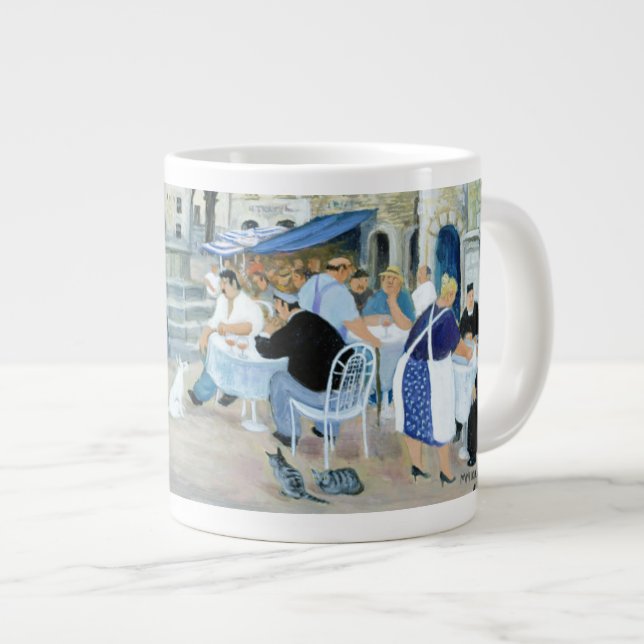 Lunchtime in a Market Square Tuscany Large Coffee Mug (Front Right)