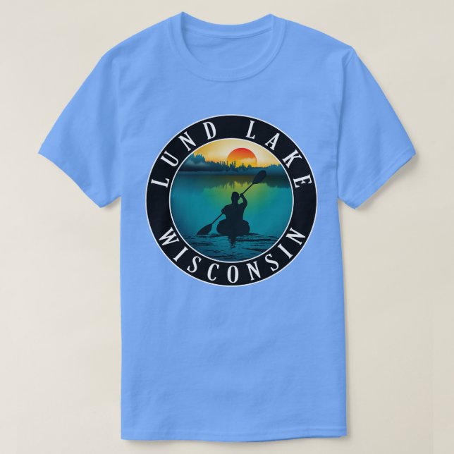 Lund Lake Wisconsin Kayaking T-Shirt (Design Front)
