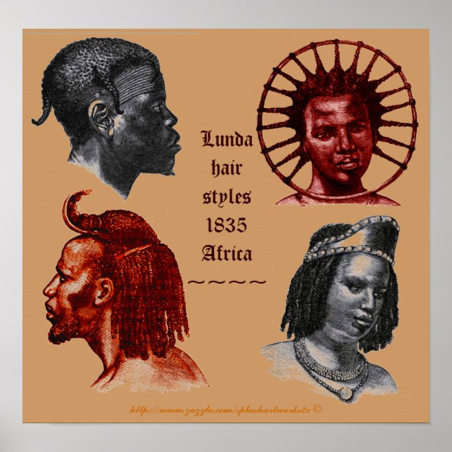 Lunda Hairstyle 1835-southern Congo Africa Poster (Front)