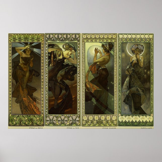 Lune et Etoiles - 1902 - By Alphonse Mucha Poster (Front)