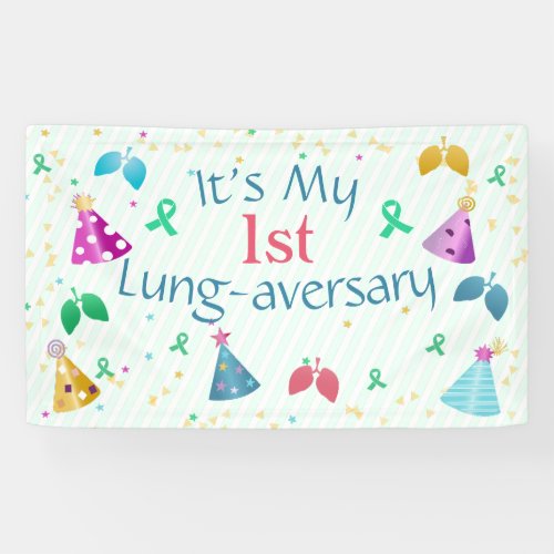 Lung_aversary Green Stripe Party Custom  Banner