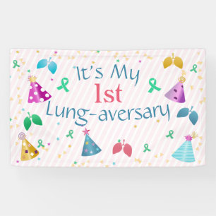 Lung-aversary Party Pink Stripe Custom Banner