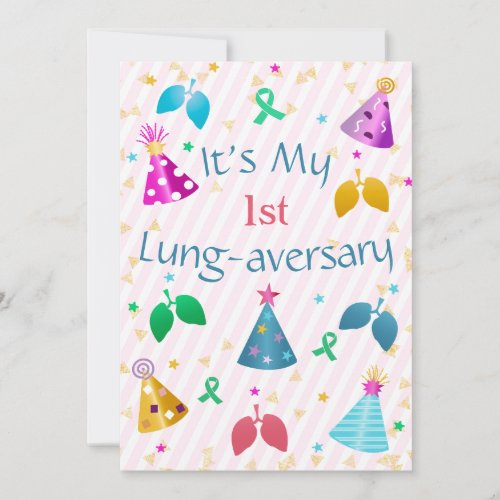 Lung_aversary Party Pink Stripe Invitation