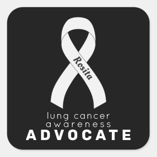 Lung Cancer Advocate Black Square Sticker