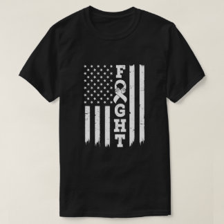 Lung Cancer Awareness American Flag Distressed T-Shirt