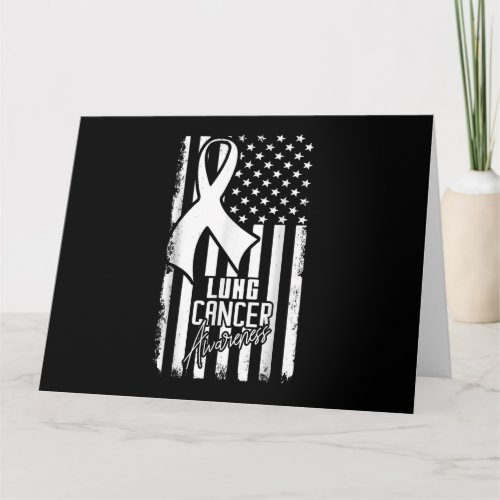 Lung Cancer Awareness American Flag White Ribbonp Card