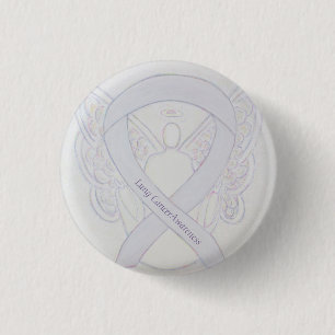Lung Cancer Awareness Angel Pearl Ribbon Button