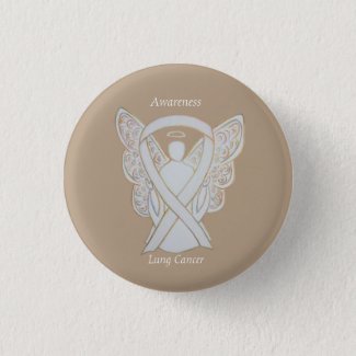 Lung Cancer Awareness Angel Ribbon Art Pin