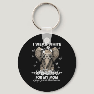 Lung Cancer Awareness Elephant White Ribbon for My Keychain
